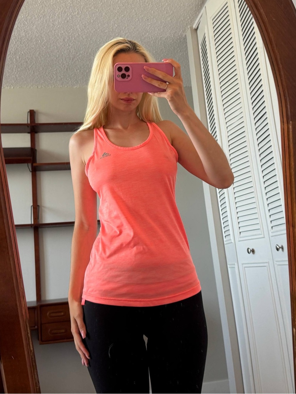 adidas Neon Coral Racerback Tank Top